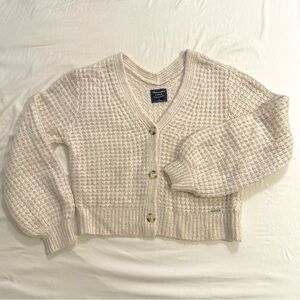 ABERCROMBIE Waffle Knit Button Cardigan Sweater | Women’s Large Beige Brown